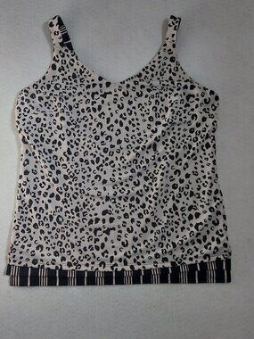 Reversible Tank Top Black White Animal Print Stripe Lined Size L